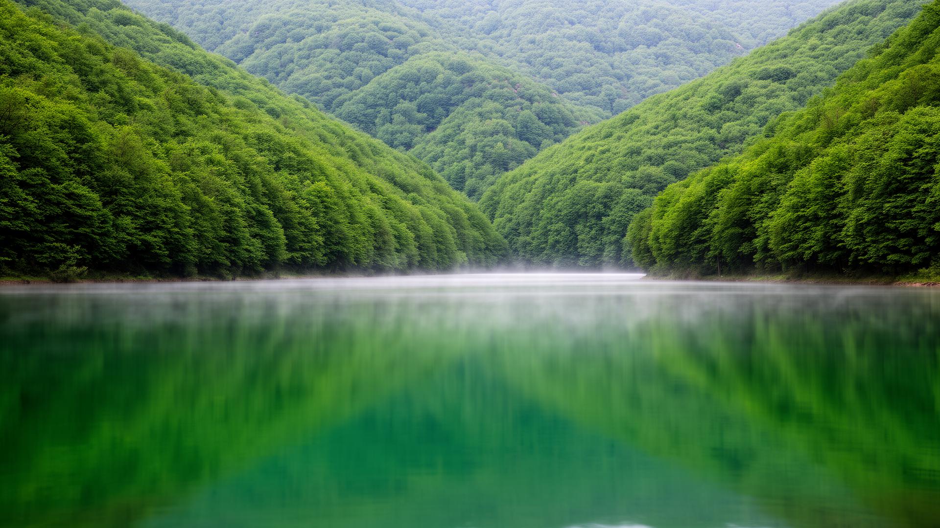 Calm forest lake in Dilijan National Park